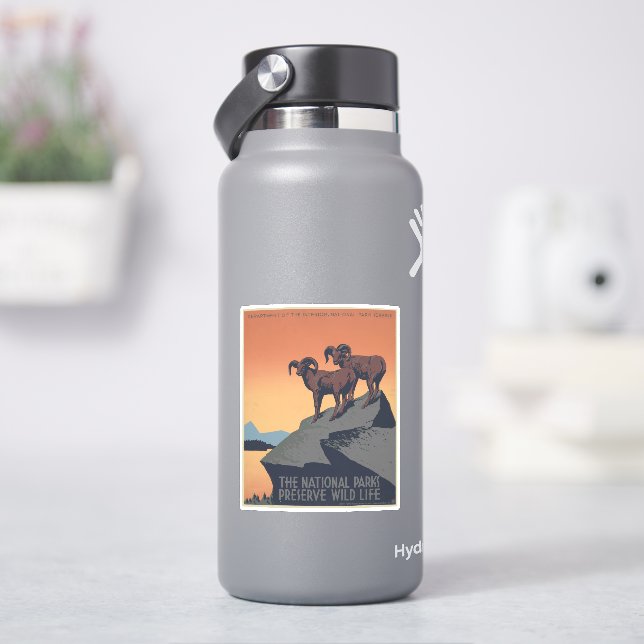 Adesivo Poster vintage Promovendo Viagem Para Parques Naci (HidroFlask)