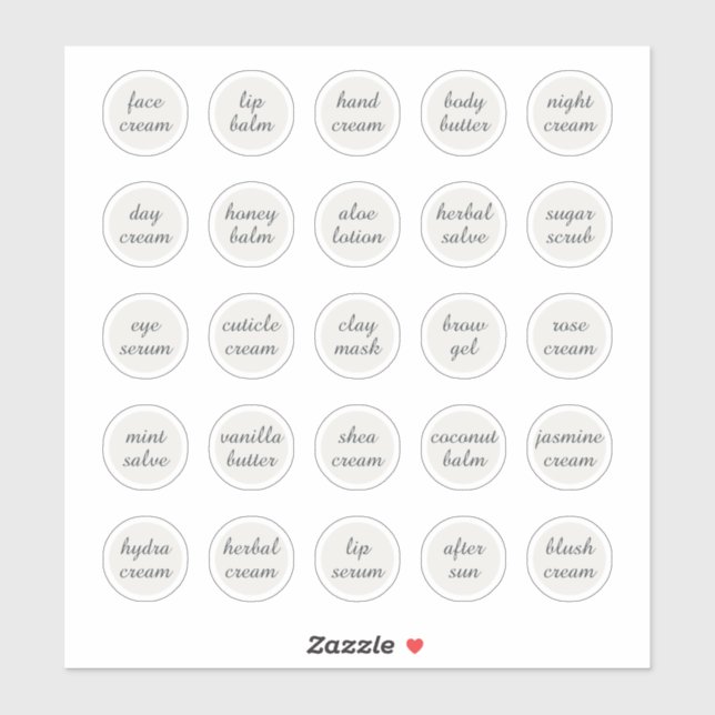 Adesivo Pote Cosmético Branco de 1,14" Personalizável Crem (Folha)