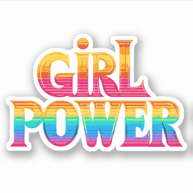 Adesivo potência bonita e colorida da garota arco-íris (Frente)