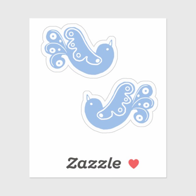 Adesivo Povo Escandinavo Azul Branco Pássaros (Folha)