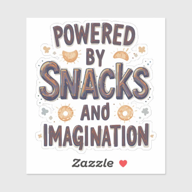 Adesivo Powered by Snacks Imagination Funny Food Quote Typ (Folha)