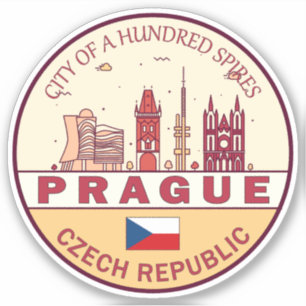 Adesivo Praga Cidade da República Checa Skyline Emblem