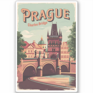 Adesivo Praga República Checa Viagem Art Vintage