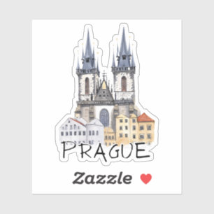 Adesivo Prague Tyn Church República Checa Watercolor