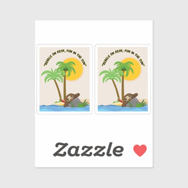 Adesivo praia da ilha pirata (Folha)