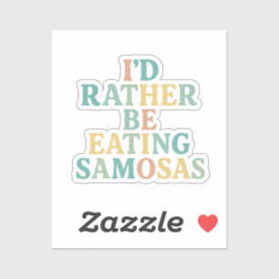 Adesivo preferencialmente idosa comendo samosas