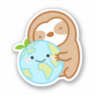 Adesivo Preguiça Fofa do Planeta Terra