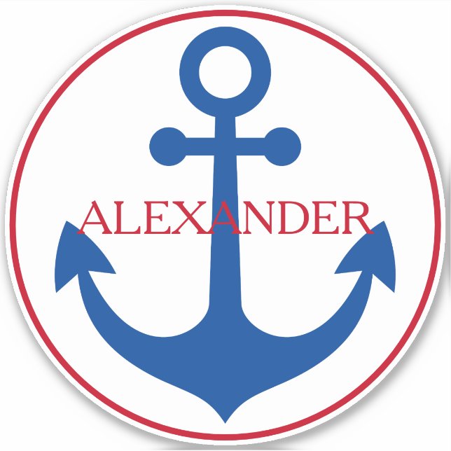 Adesivo Preppy Nautical Anchor Personalized (Frente)