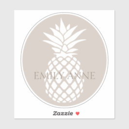 Adesivo Preppy White Pineapple on Beige Personalized