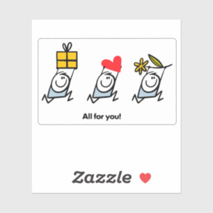 Adesivo Presente, coração e flor