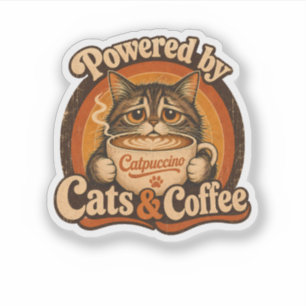 Adesivo Presente de Amante de Gatos Antigos com Café e Gat