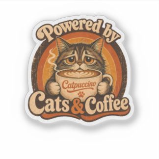 Adesivo Presente de Amante de Gatos Antigos com Café e Gat