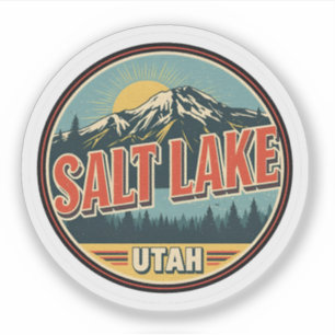 Adesivo Presente de esqui vintage Salt Lake City natureza 