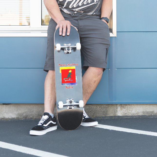 Adesivo presente de natal de skate, nome personalizado (Patinador)