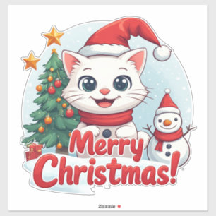 Adesivo Presente de Natal para Amantes de Gatos para Crian