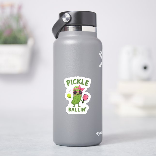 Adesivo Presente do Jogador de Pickleball - "Pickle Ballin (HidroFlask)
