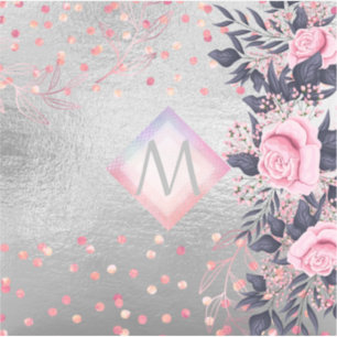 Adesivo Presente do Marinho do Monograma Rosegold Girly Ne