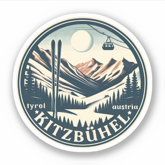 Adesivo Presentes da estância de esqui da cidade de Kitzbu (Frente)