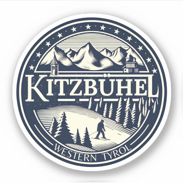 Adesivo Presentes da estância de esqui Kitzbuhel Town Áust (Frente)