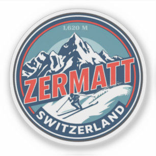 Adesivo Presentes da natureza ski ZERMATT vintage Suíça