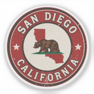 Adesivo Presentes retrô de San Diego, Califórnia