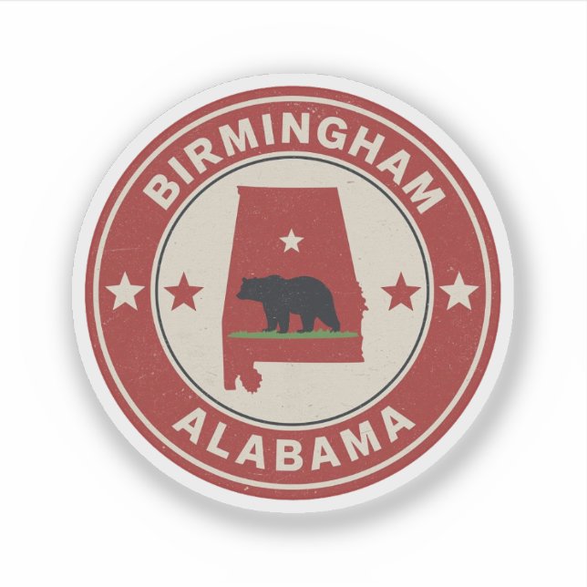Adesivo Presentes vintage Birmingham, Alabama (Frente)