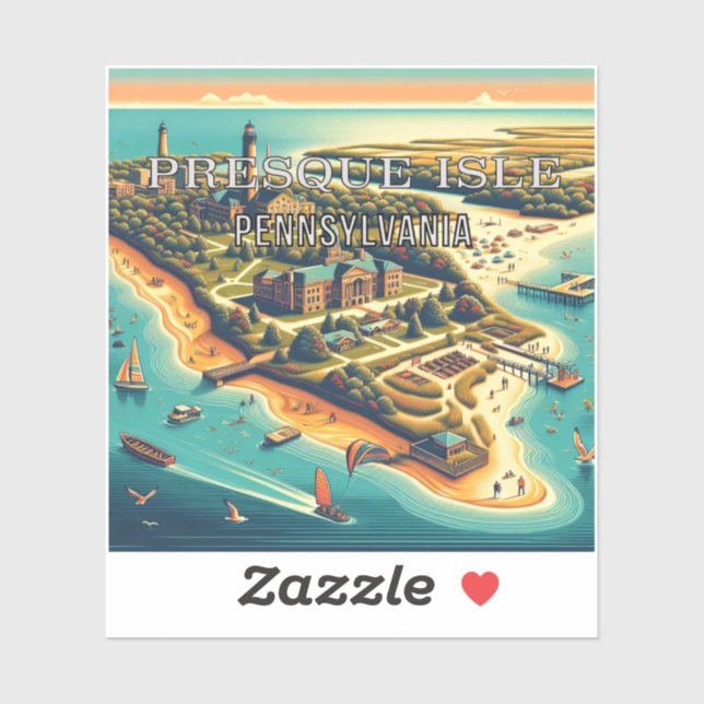 Adesivo Presque Isle Pennsylvania 3 Inch Vinyl Sticker (Folha)