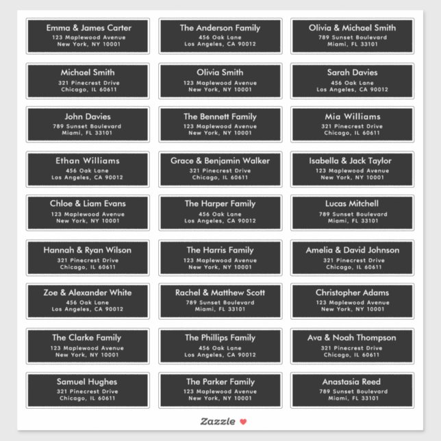 Adesivo Preto 27 Nomes de Convidado Personalizados Etiquet (Folha)