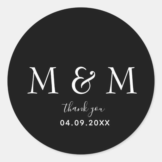 Adesivo preto clássico redondo (Frente)