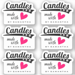 Adesivo Preto e Branco feito com velas de coração cor-de