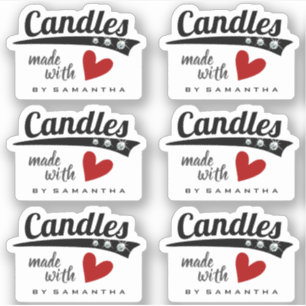 Adesivo Preto e Branco feito com velas de coração vermel