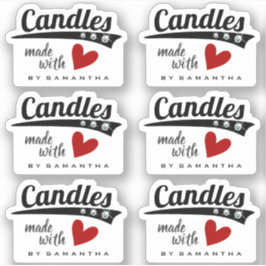 Adesivo Preto e Branco feito com velas de coração vermelho