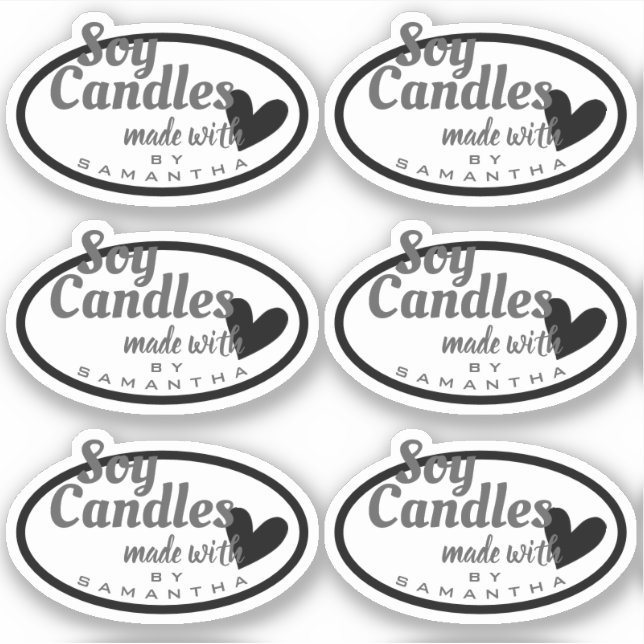 Adesivo Preto e Branco feito com velas de soja cardíaca (Frente)