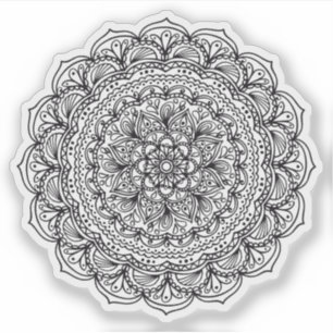 Adesivo Preto e branco orgânico tirado da mandala mão