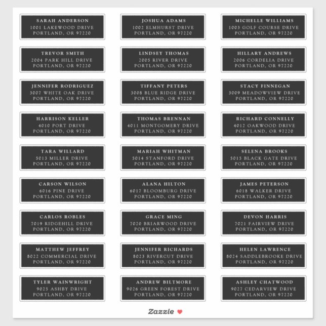 Adesivo Preto e Branco | Rótulos de Endereço de Convidado  (Folha)