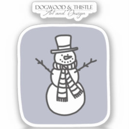 Adesivo Preto e Branco sobre Doodle Winter Snowman