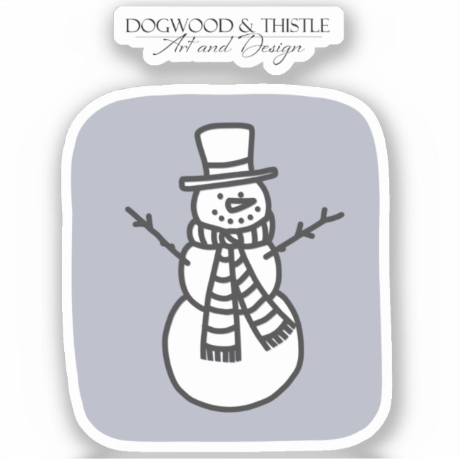 Adesivo Preto e Branco sobre Doodle Winter Snowman (Frente)
