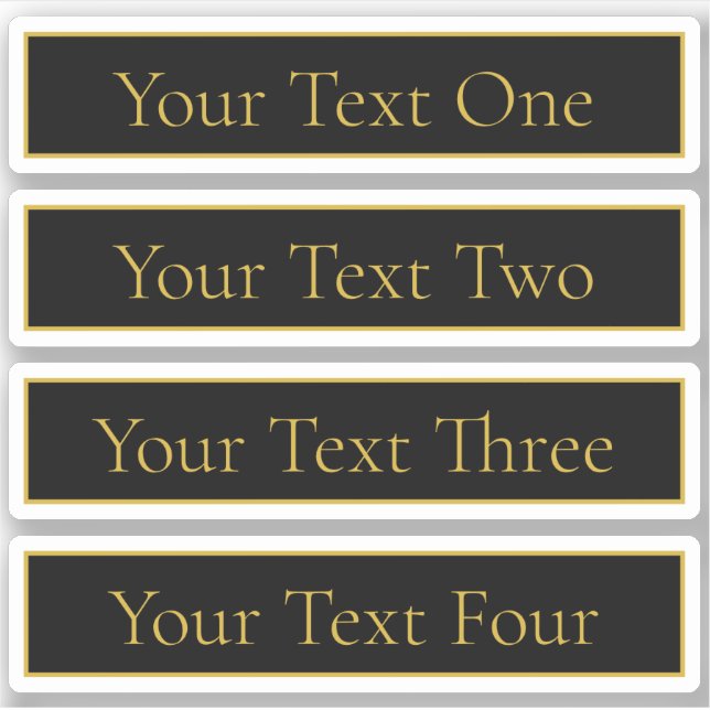 Adesivo Preto e Preto Personalizável Clássico Dourado (Frente)