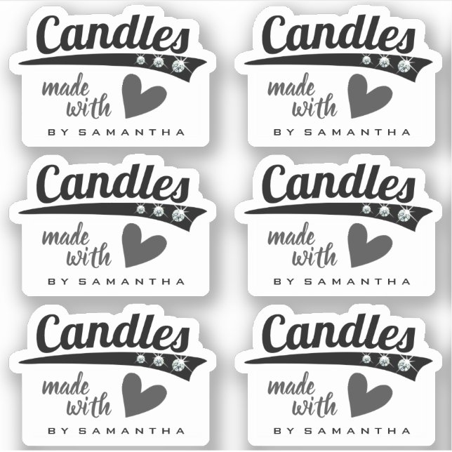 Adesivo Preto moderno e Cinzas feitas com velas cardíacas (Frente)