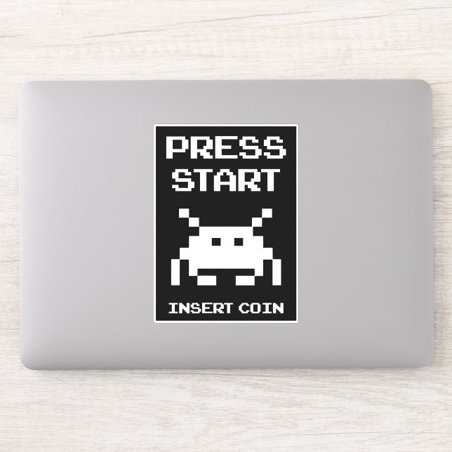 Adesivo Prima Start Insert Coin gamer design (Computador)