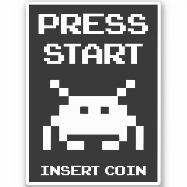 Adesivo Prima Start Insert Coin gamer design (Frente)