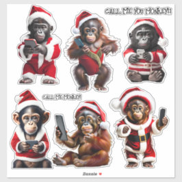 Adesivo Primatas de Macaco de Natal Personalizado Ape Engr