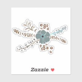 Adesivo Primavera Floral Motif Teal Brown Cinza Whimical
