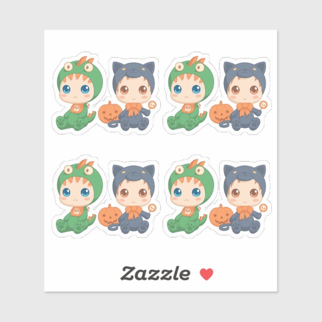 Adesivo Primeiro Bebês do Halloween Dragão de Gato Conjunt (Folha)