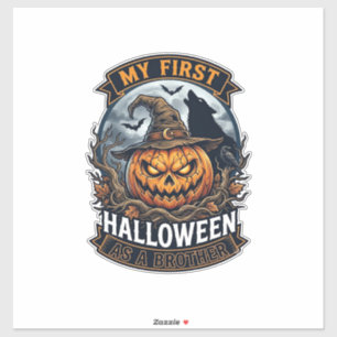 Adesivo Primeiro Halloween como Irmão Pumpkin Wolf Moon_1