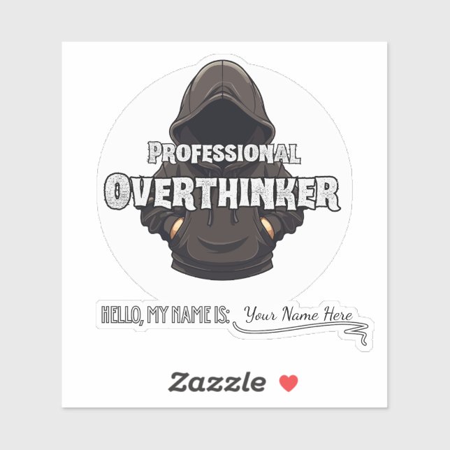 Adesivo Professional Overthinker Funny Custom Name  (Folha)