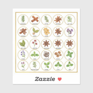 Adesivo Professional Spice Jar Labels - 25 Botanical Herb 