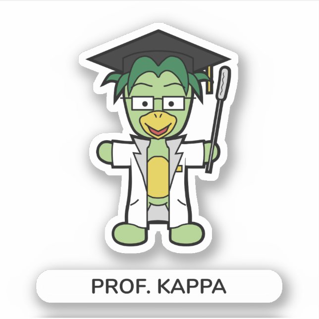 Adesivo Professor Kappa, Doutor em Estudos Yokai (Frente)