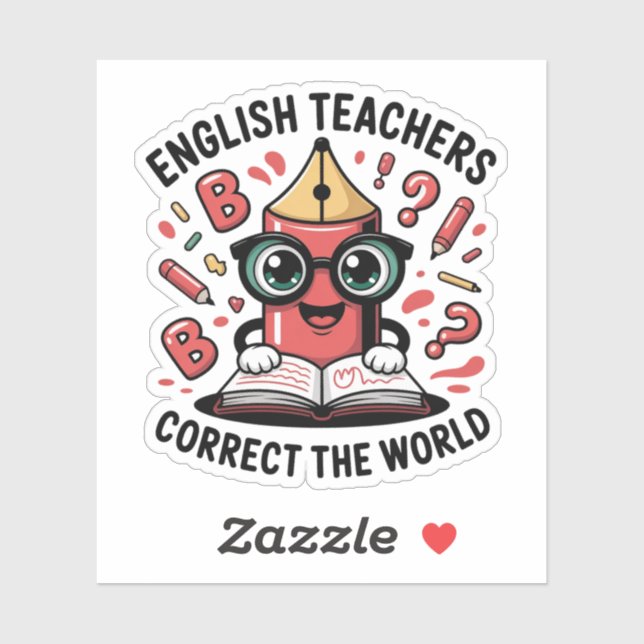 Adesivo Professores de Inglês Corrigem o Mundo – Gramática (Folha)