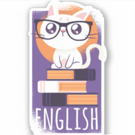 Adesivo PROFESSORES INGLESES Presente - Roxo Gato Kawaii C